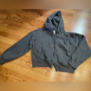 Abercrombie & Fitch Charcoal crop Zip-Up hoodie, medium